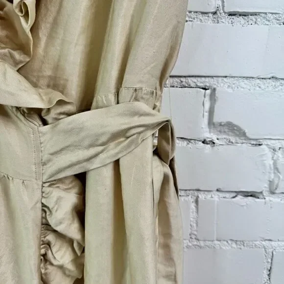 Exquisite Ivory Ruffle Wrap Midi Dress | Romantic Wedding Guest Quiet Luxury 10 - Picture 5 of 6